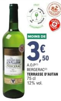 A.O.P Bergerac Terrasse d'Autan 75 cl