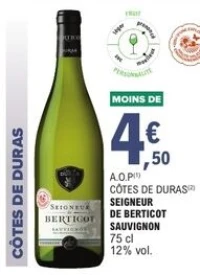 A.O.P Côtes de Duras Seigneur de Berticot Sauvignon