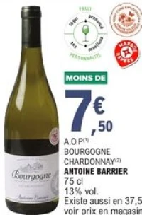 A.O.P BOURGOGNE CHARDONNAY Antoine Barrier