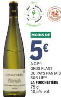 GROS PLANT DU PAYS NANTAIS SUR LIE LA FORCHETIÈRE