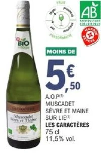 A.O.P Muscadet Sèvre et Maine sur Lie Les Caractères Bio