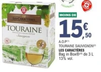 A.O.P Touraine Sauvignon Les Caractères Bag in Box 3 L