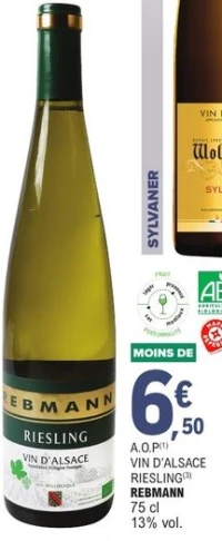 Vin d'Alsace Riesling Rebmann Bio