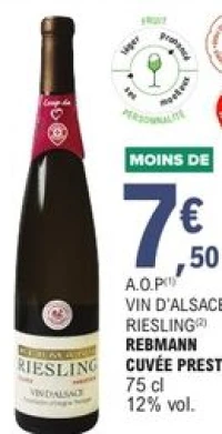 Vin d'Alsace Riesling Cuvée Prestige Rebmann