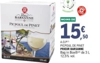 A.O.P Picpoul de Pinet Prieur Barsanne Bag in Box 3 L