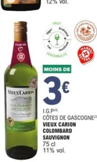 I.G.P Côtes de Gascogne Vieux Carion Colombard Sauvignon