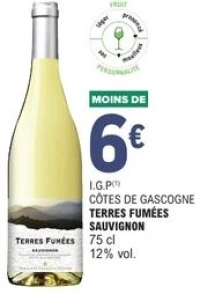 I.G.P Côtes de Gascogne TERRES FUMÉES SAUVIGNON 75 cl