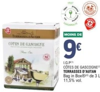 I.G.P Côtes de Gascogne TERRASSES D'AUTAN Bag in Box de 3 L