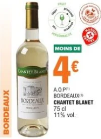 A.O.P Bordeaux Chantet Blanet