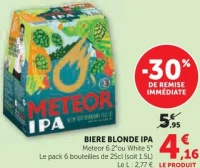 BIERE BLONDE IPA Meteor 6.2° ou White 5°