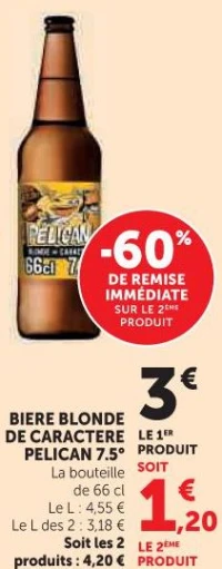 BIERE BLONDE DE CARACTERE PELICAN 7.5°