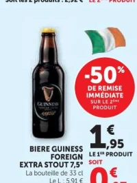 BIERE GUINESS FOREIGN EXTRA STOUT 7,5° 33cl