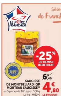 Saucisse de Montbéliard IGP Morteau Saucisse