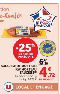 Saucisse de Morteau IGP Morteau Saucisse
