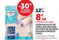 Coeur de filets de cabillaud sauvage surgelés Costa