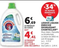 Lessive liquide enrichie dégraissant Chanteclair (Musc blanc)