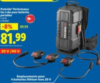 Parkside Performance Sac à dos pour batteries portables