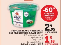 FROMAGE BLANC BIBELESKAES AUX FINES HERBES ALSACE LAIT