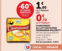 CHARCENNAY AU LAIT PASTEURISE FROMAGERIE MILLERET