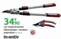 Lot coupe-branches télescopique + sécateur polyvalent