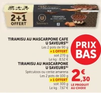 Tiramisu au Mascarpone U Saveurs (Café, Spéculoos ou cerise amarena)