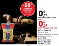 PATES DIVELLA (Gnocchi, fusilli, rigatoni, spaghettis ou penne)