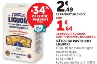 PÂTES IGP PASTIFICIO LIGUORI (Fusilli, mezze maniche rigate ou penne rigate)