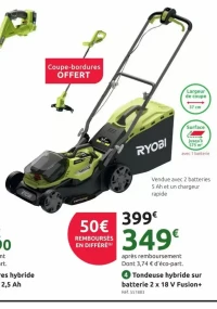 Tondeuse hybride sur batterie 2 x 18 V Fusion+