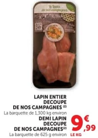 Lapin Entier Découpe De Nos Campagnes ou Demi Lapin Découpe