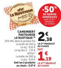 CAMEMBERT PASTEURISE LE RUSTIQUE