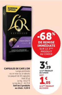 CAPSULES DE CAFE L'OR Lungo profondo ou or rose ou or absolu
