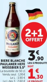 BIERE BLANCHE PAULANER HEFE WEISSBIER 5.5°