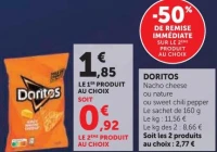 Doritos Nacho cheese ou nature ou sweet chili pepper