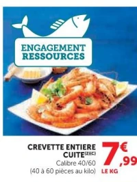 CREVETTE ENTIERE CUITE Calibre 40/60