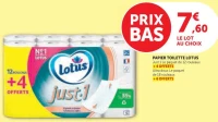 PAPIER TOILETTE LOTUS Just 1 ou Ultra doux