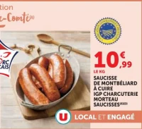 SAUCISSE DE MONTBÉLIARD À CUIRE IGP CHARCUTERIE MORTEAU SAUCISSES
