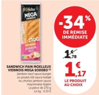 SANDWICH PAIN MOELLEUX VIENNOIS MEGA SODEBO