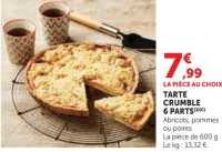 TARTE CRUMBLE 6 PARTS Abricots, pommes ou poires
