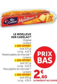 LE MOELLEUX KER CADELAC Marbré pépites de chocolat