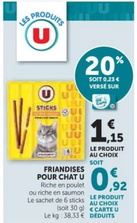 Friandises pour chat U (Riche en poulet ou riche en saumon)