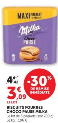 Biscuits Fourrés Choco Pause Milka