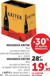 MOUSSEUX KRITER Brut ou rosé ou demi-sec (Le carton de 6 bouteilles)
