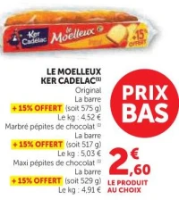 LE MOELLEUX KER CADELAC Original, Marbré pépites de chocolat ou Maxi pépites de chocolat