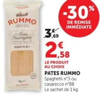 PATES RUMMO Spaghetti n°3 ou casarecce n°88 Le sachet de 1 kg