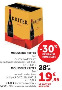 MOUSSEUX KRITER Brut ou rosé ou demi-sec Le carton de 6 bouteilles