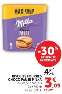 Biscuits fourrés Choco Pause Milka