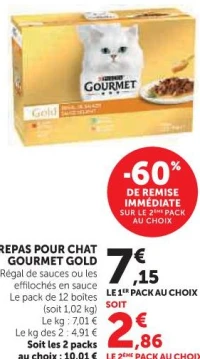 REPAS POUR CHAT GOURMET GOLD Régal de sauces ou les effilochés en sauce