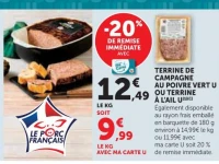 Terrine de Campagne au Poivre Vert U ou Terrine à l'Ail U