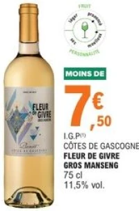 I.G.P CÔTES DE GASCOGNE FLEUR DE GIVRE GROS MANSENG