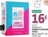 A.O.P Bordeaux Carrelet d'Estuaire Tutiac Bag in Box 3 L